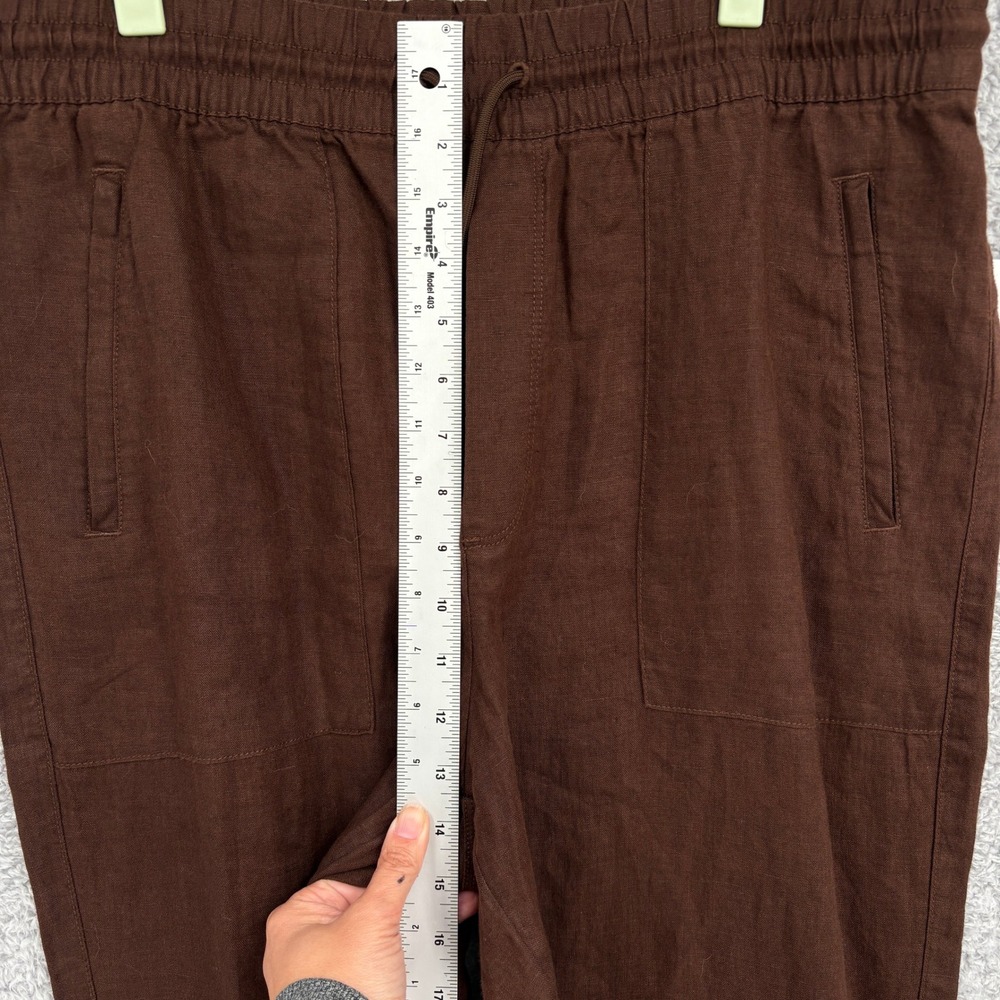 NEW Athleta Retreat Linen Wide Leg Pant Size L Tall Woodland Brown High Rise - Picture 4 of 11
